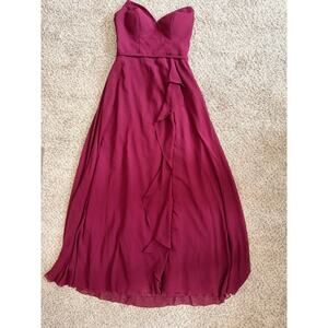 Azazie Strapless Maxi Dress Formal Burgandy S